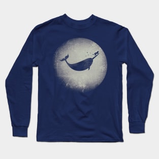 Cat and Narwhal Fly Across the Moon Long Sleeve T-Shirt